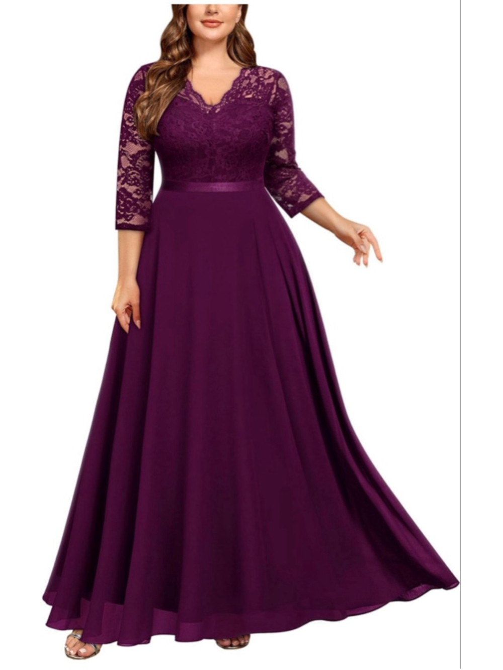 NEW Miusol Formal Floral Lace V Neck Plus Size Bridesmaid Party Maxi Dress XL